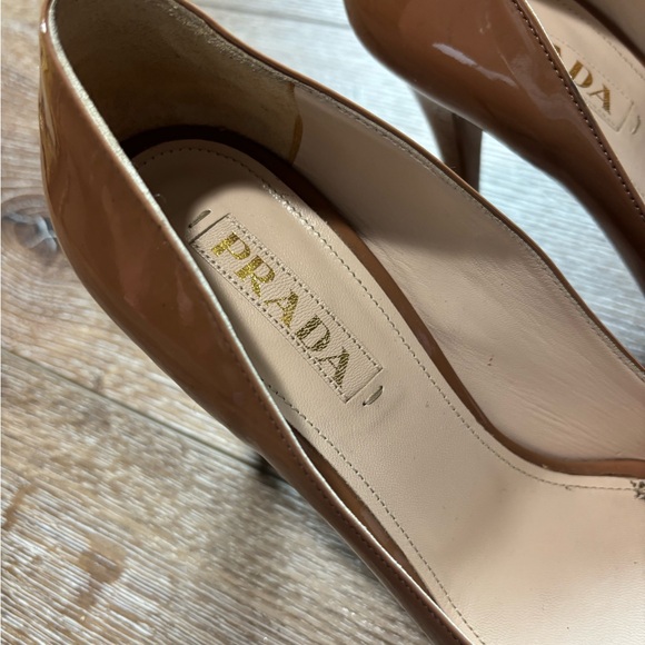 Prada Women's Brown Peep Toe Heels - Picture 2 of 6